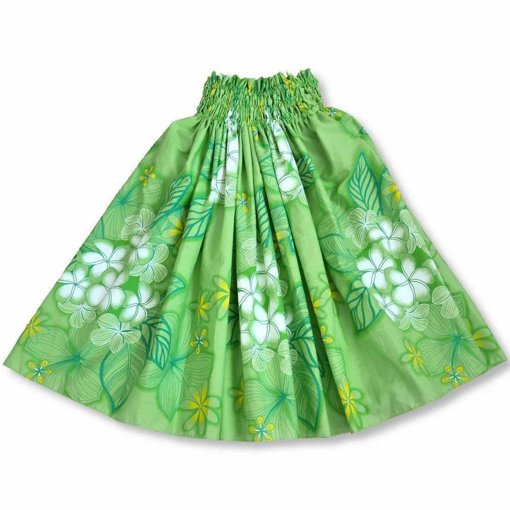 Plumeria Shower Green Single Pa’u Hawaiian Hula Skirt - Made in Hawaii