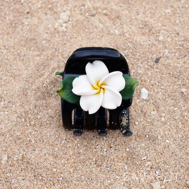 Plumeria White Hawaiian Flower Hair Claw - Made in Hawaii