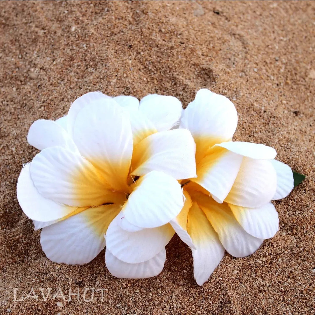 Plumeria White Hawaiian Flower Hair Clip - Made in Hawaii