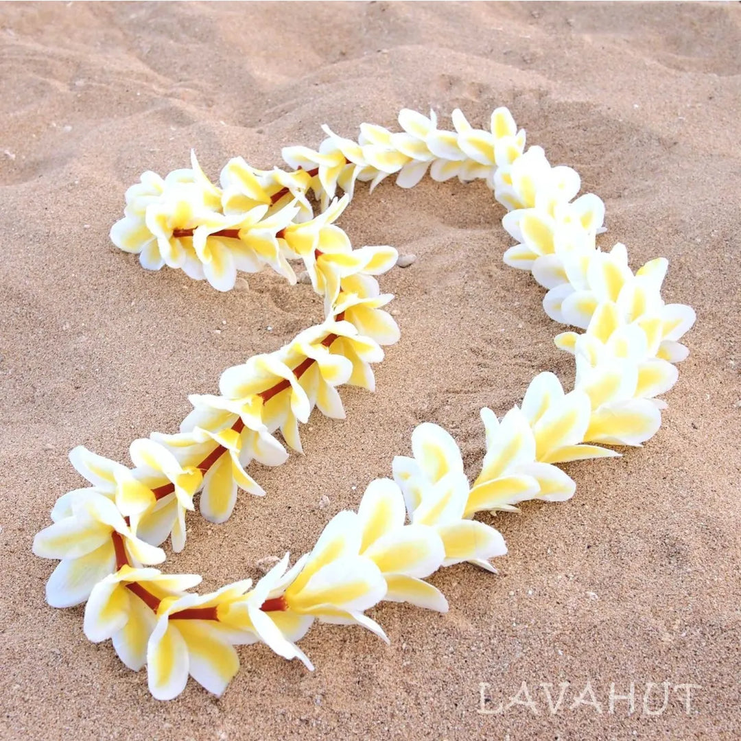 Plumeria Yellow Hawaiian Flower Lei - Made in Hawaii