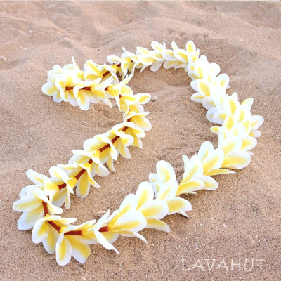 Plumeria Yellow Hawaiian Flower Lei - Made In Hawaii