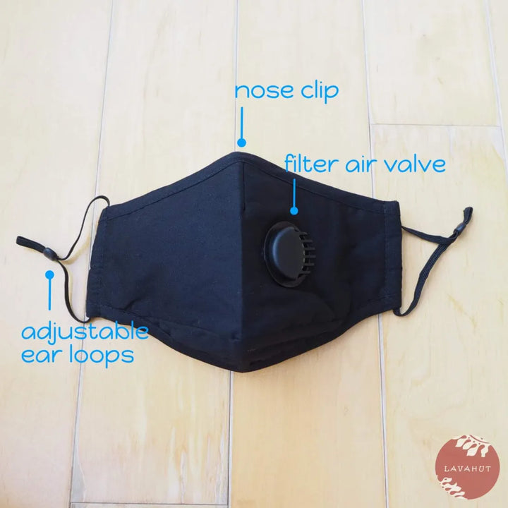 Pm 2.5 Respirator Face Mask ?? Black (black Valve) - Made in Hawaii