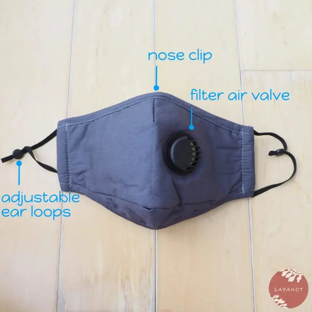 Pm 2.5 Respirator Face Mask • Gray (black Valve) - Made in Hawaii