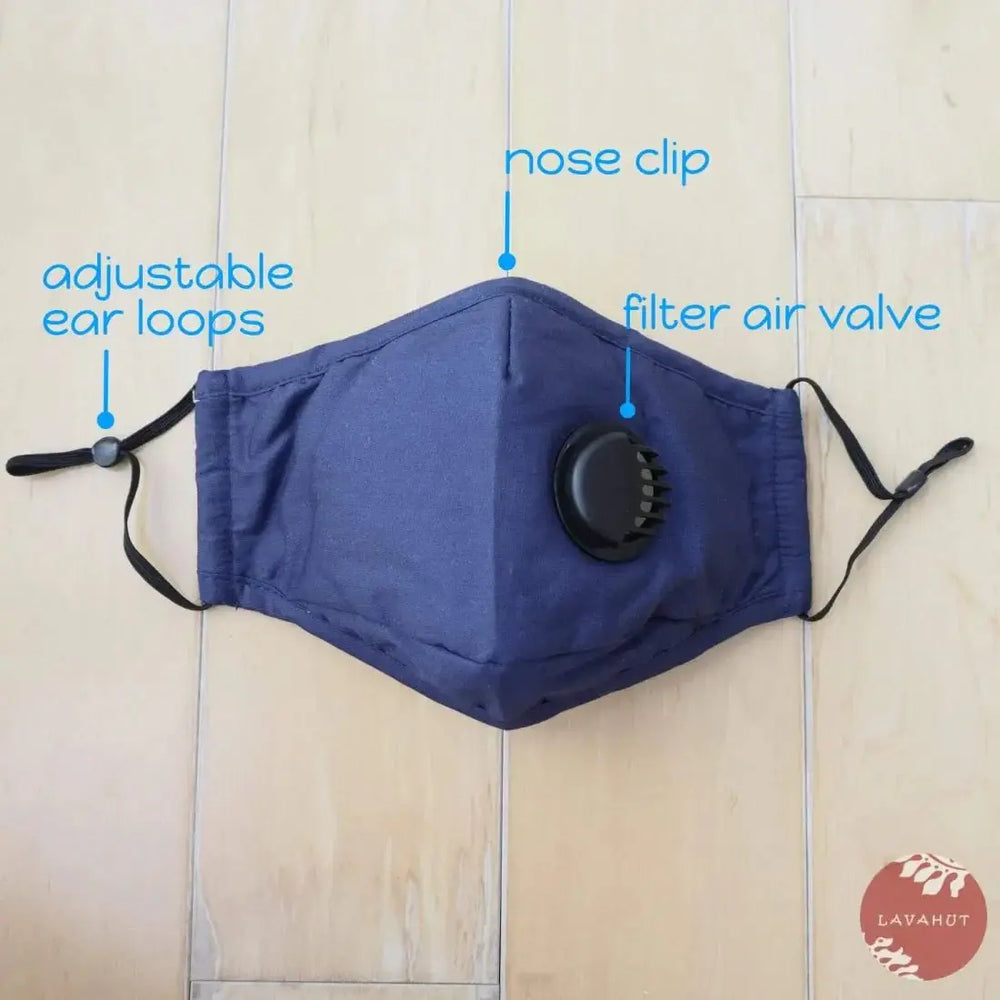 Pm 2.5 Respirator Face Mask • Navy (black Valve) - Made in Hawaii