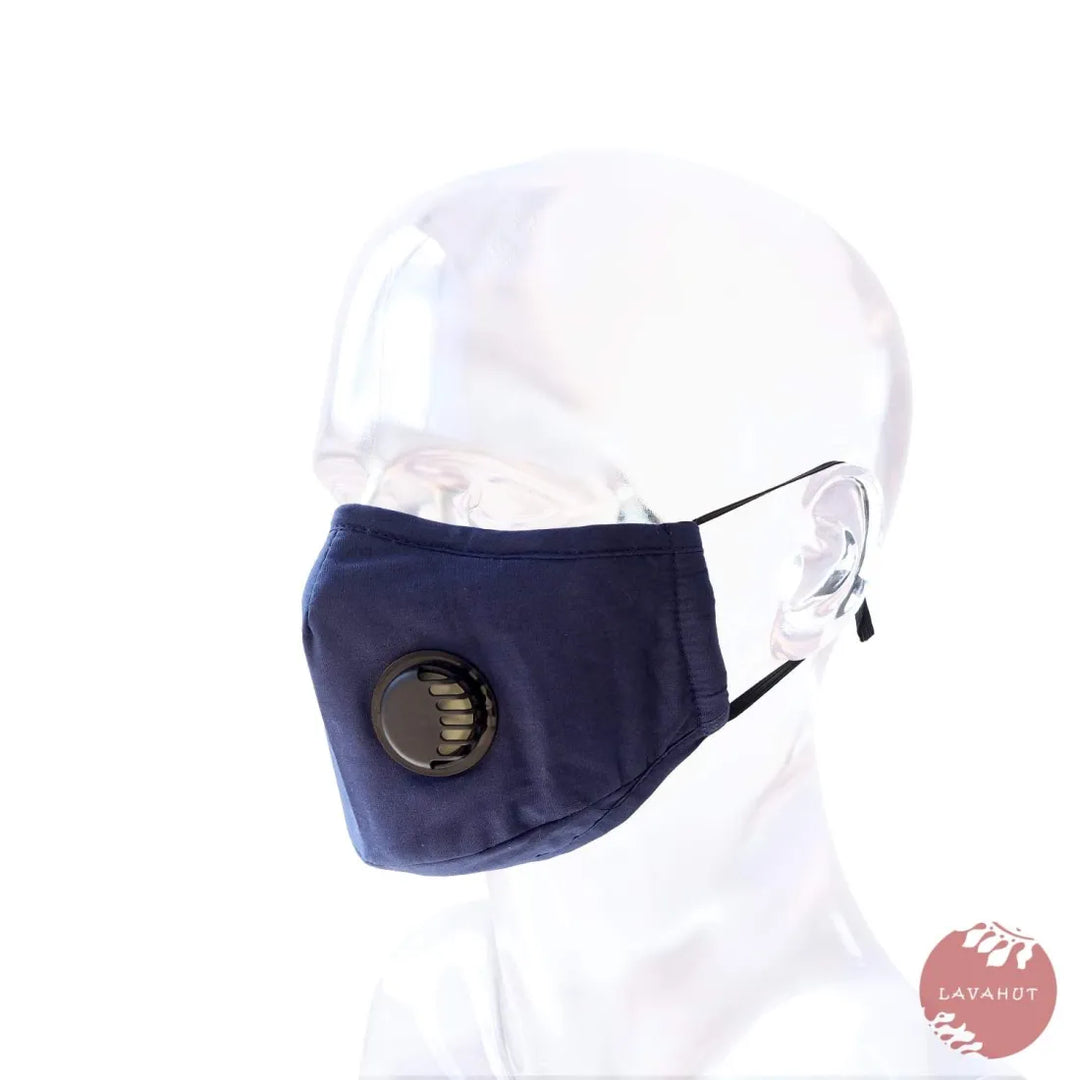 Pm 2.5 Respirator Face Mask ?? Navy (black Valve) - Made in Hawaii