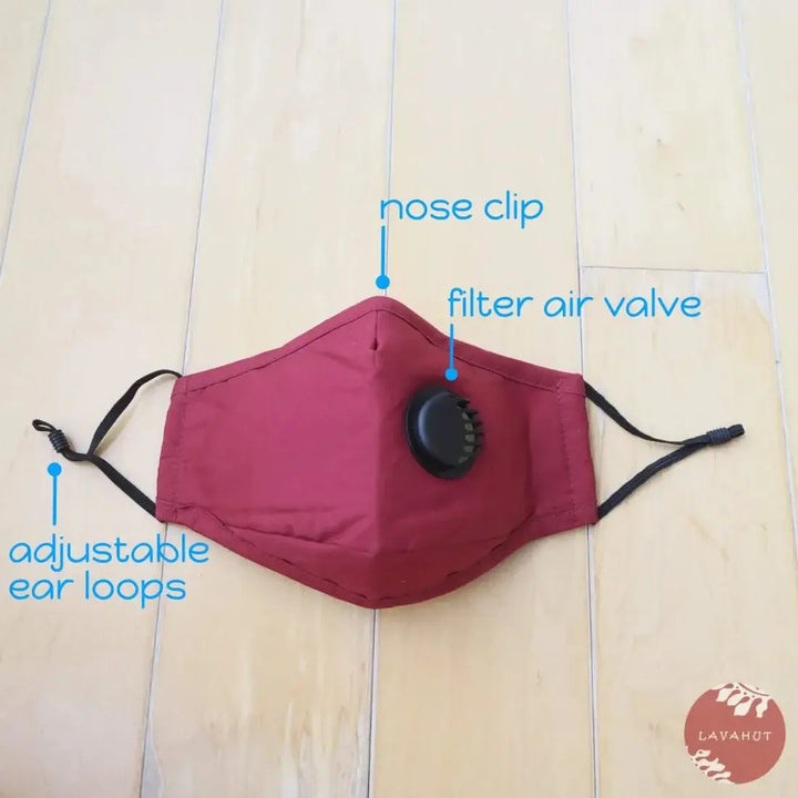 Pm 2.5 Respirator Face Mask • Red (black Valve) - Made in Hawaii
