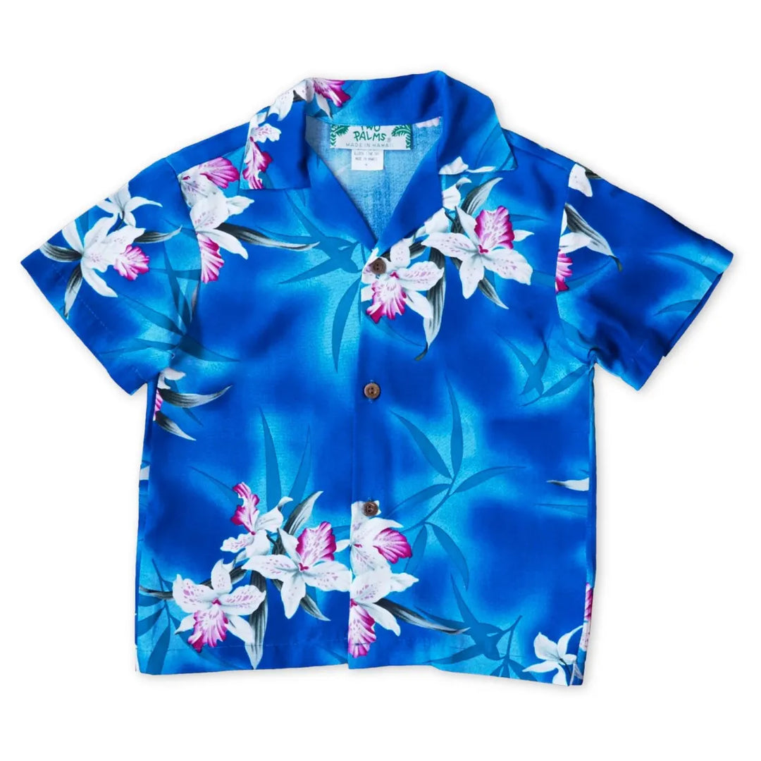 Poipu Blue Hawaiian Boy Shirt - Made in Hawaii