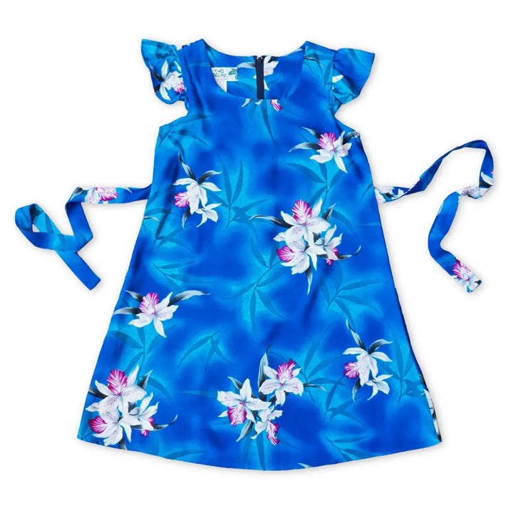 Poipu Blue Hawaiian Girl Rayon Dress - Made in Hawaii