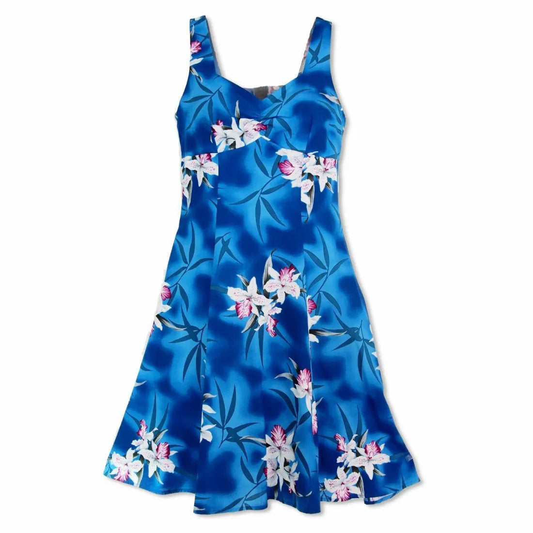Poipu Blue Molokini Hawaiian Dress - Floral Print Sundress for Island ...