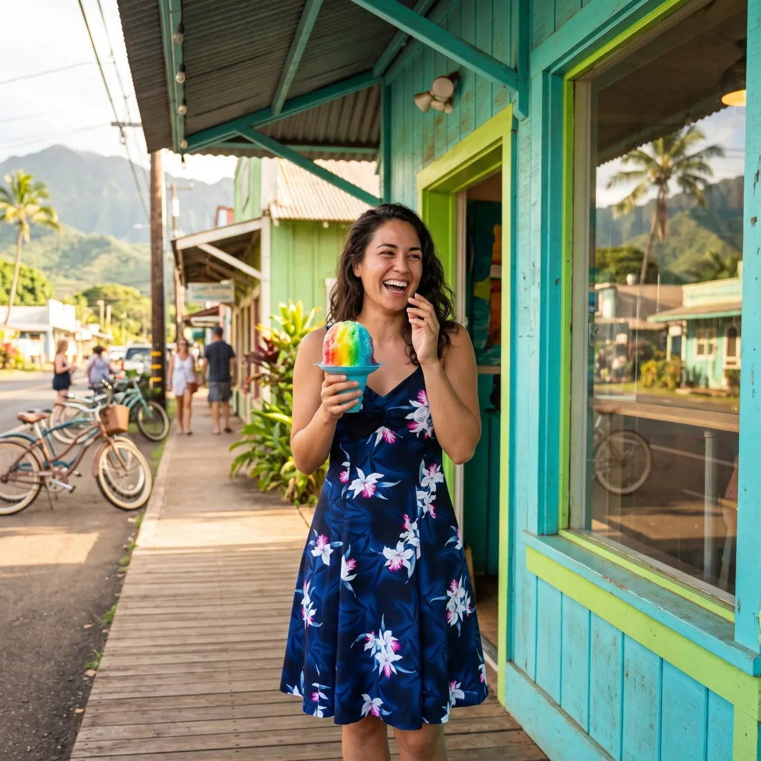 Poipu Grey Molokini Hawaiian Dress - Made in Hawaii