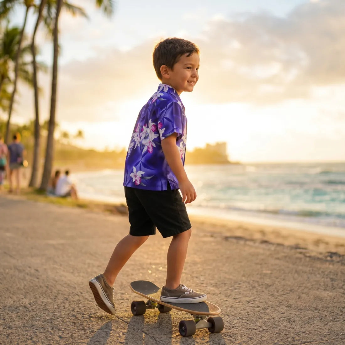 Poipu Purple Hawaiian Boy Shirt - Made in Hawaii