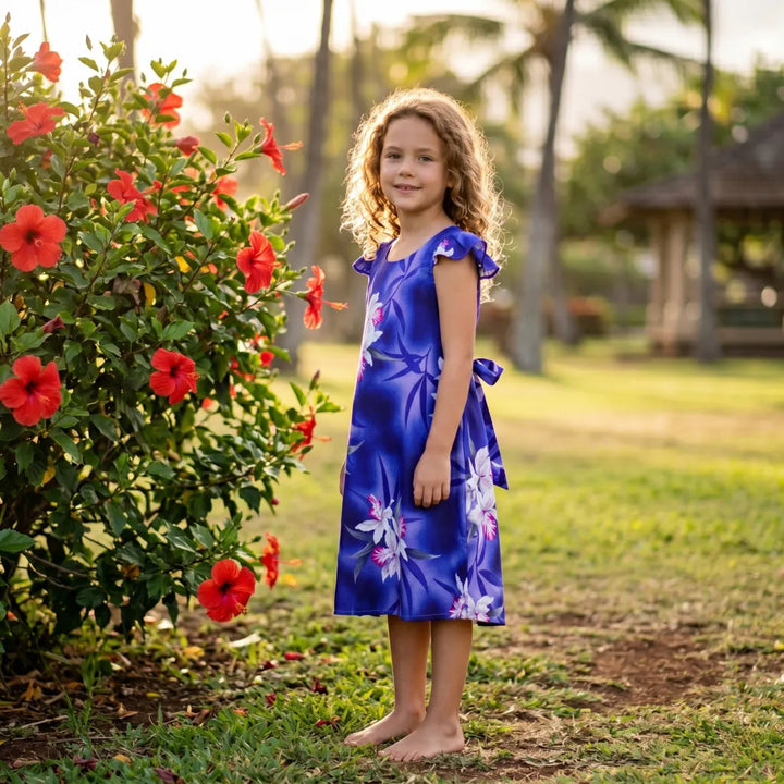 Poipu Purple Hawaiian Girl Rayon Dress - Made in Hawaii