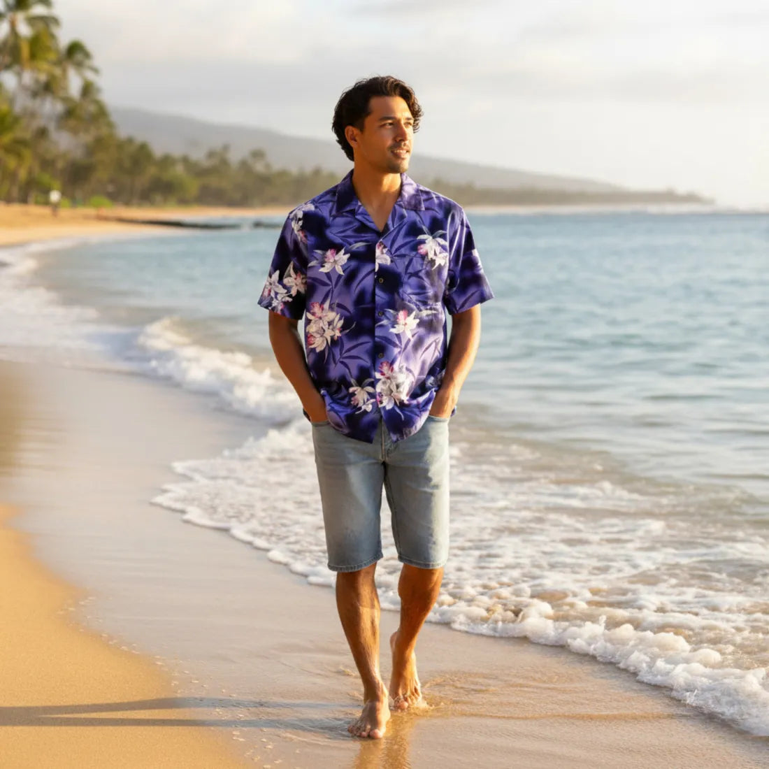 Poipu Purple Hawaiian Rayon Shirt - Made in Hawaii
