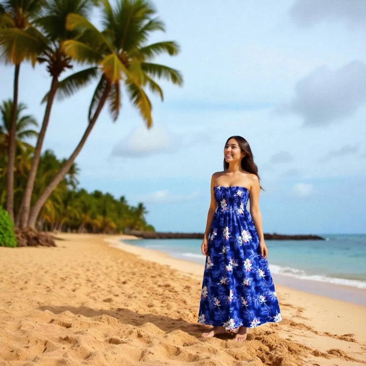 Poipu Purple Maxi Hawaiian Dress - Made in Hawaii