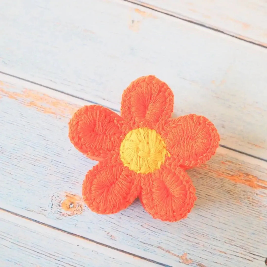 Pua Crochet Orange Flower Hair Claw - Made in Hawaii