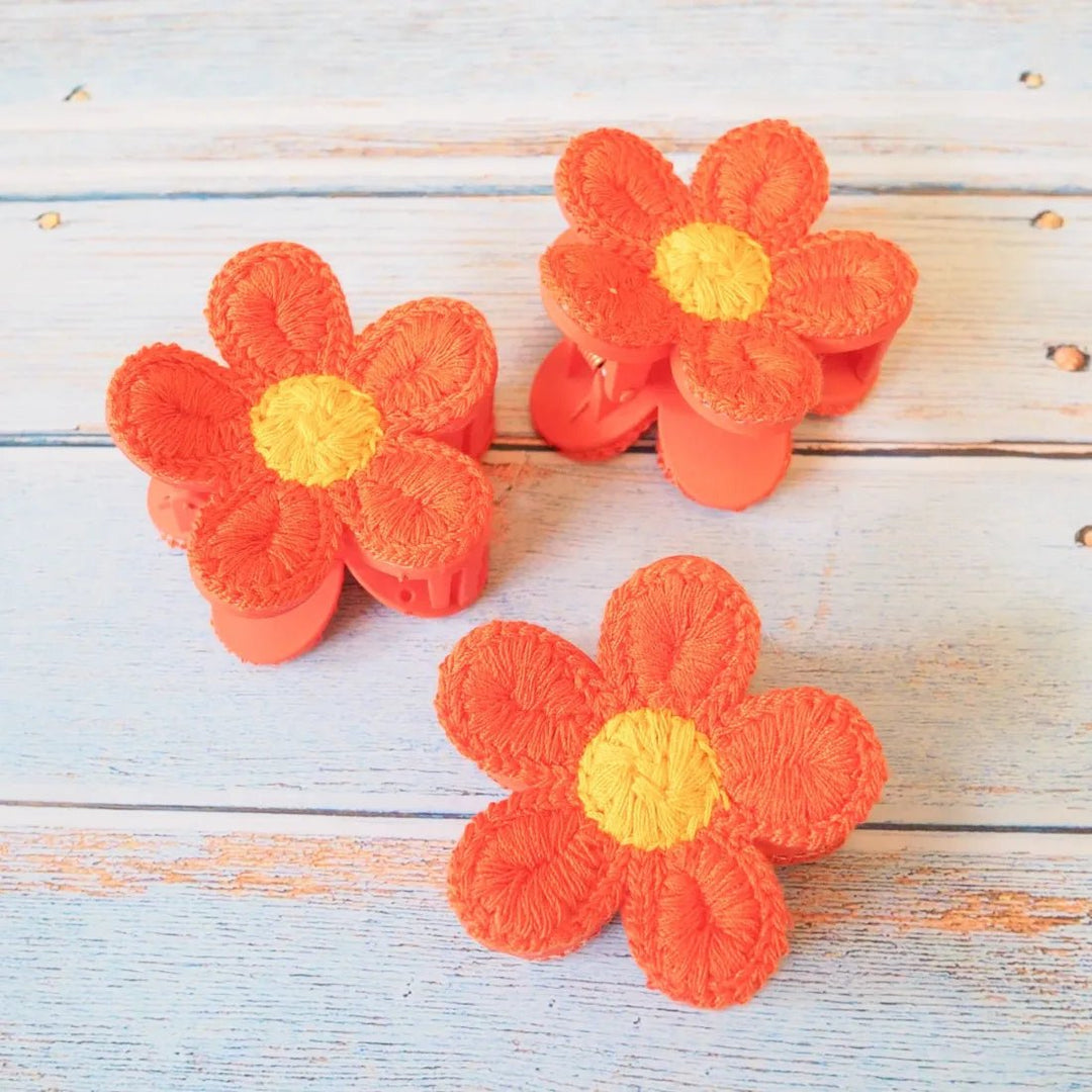 Pua Crochet Orange Flower Hair Claw – Authentic Hawaiian Hair Accessories by Lavahut