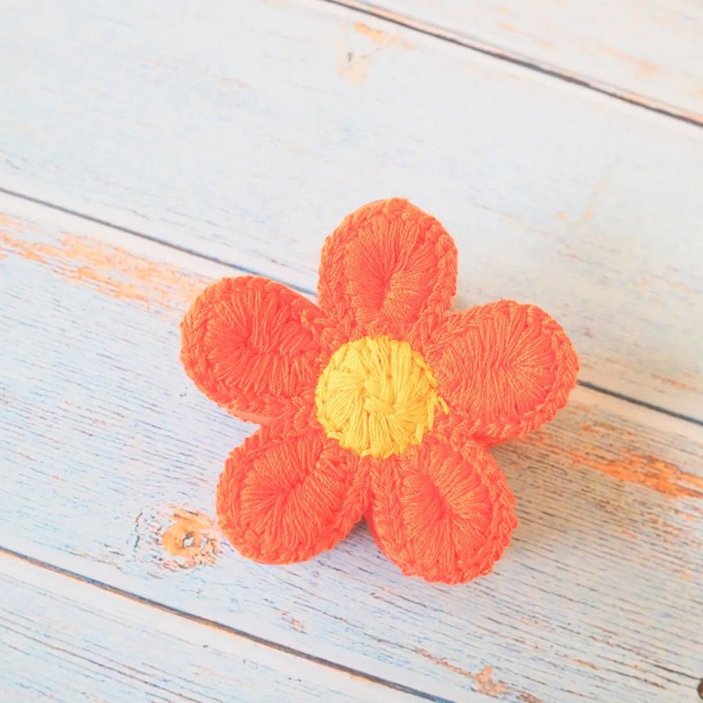 Pua Crochet Orange Flower Hair Claw – Authentic Hawaiian Hair Accessories by Lavahut