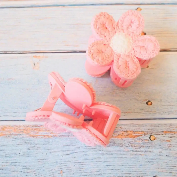 Pua Crochet Pink Flower Hair Claw - Made in Hawaii