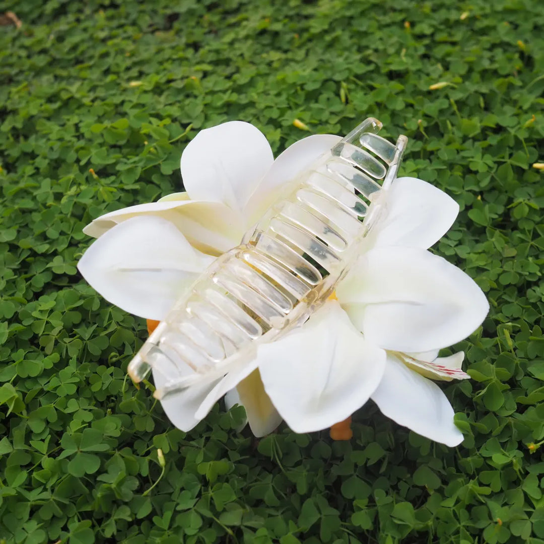 Pua Lani White Orchid Hair Claw - Made in Hawaii