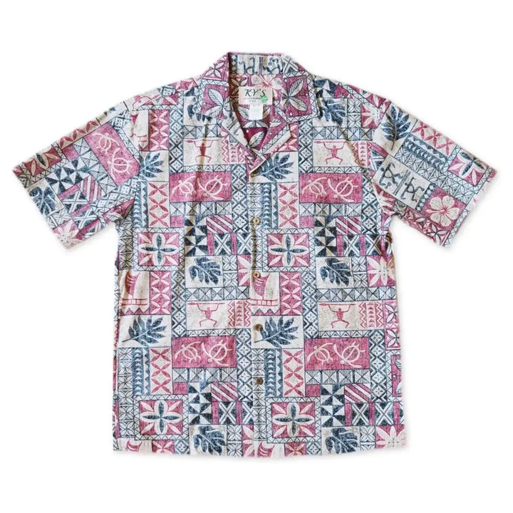 Puako Petroglyphs Red Hawaiian Reverse Shirt Made in Hawaii