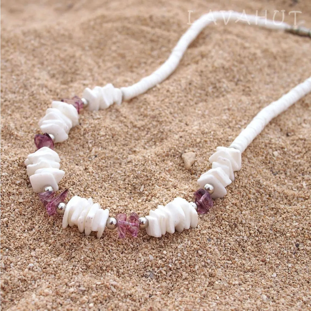 Puka Gem Purple Hawaiian Necklace - Made in Hawaii