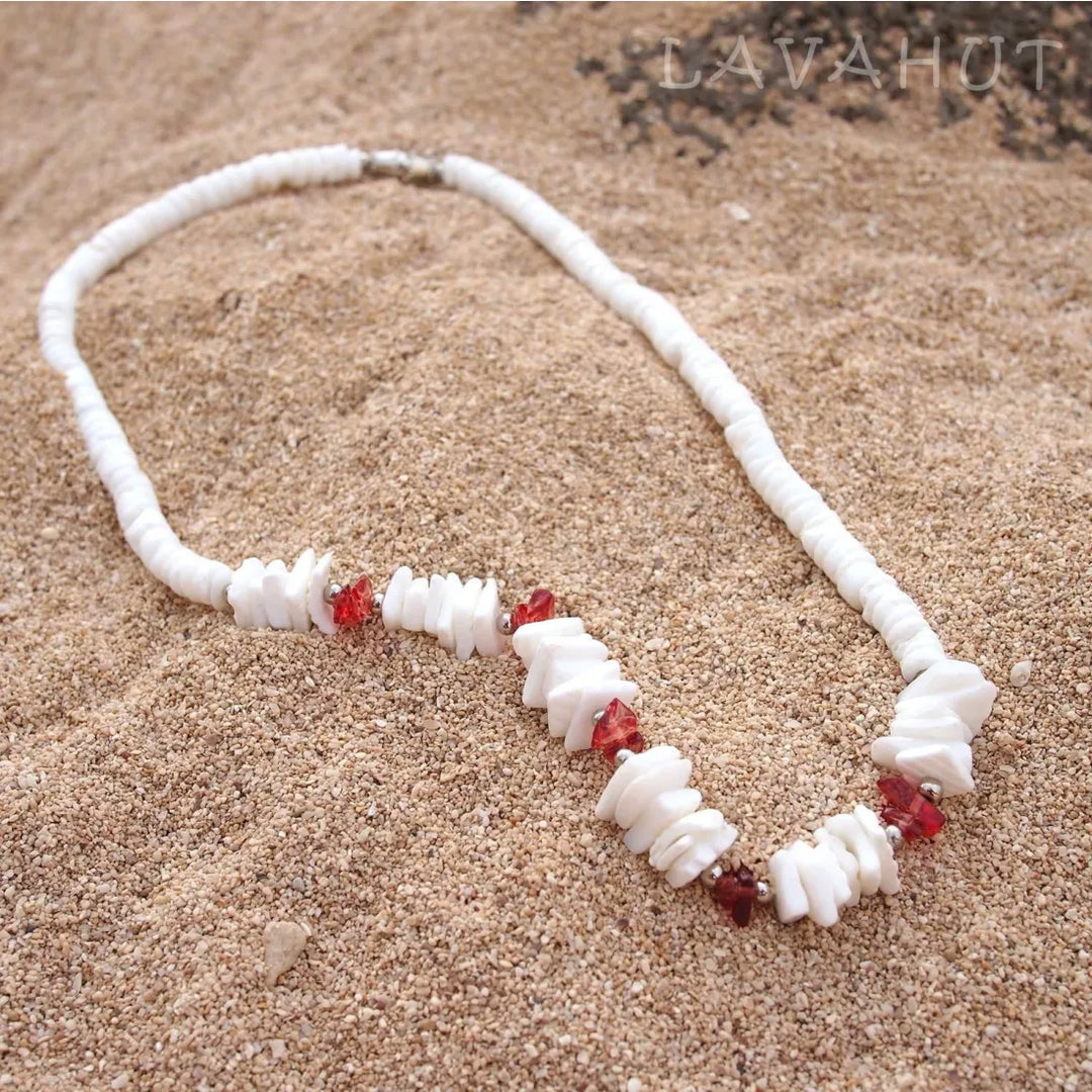 Puka Gem Red Hawaiian Necklace - Made in Hawaii