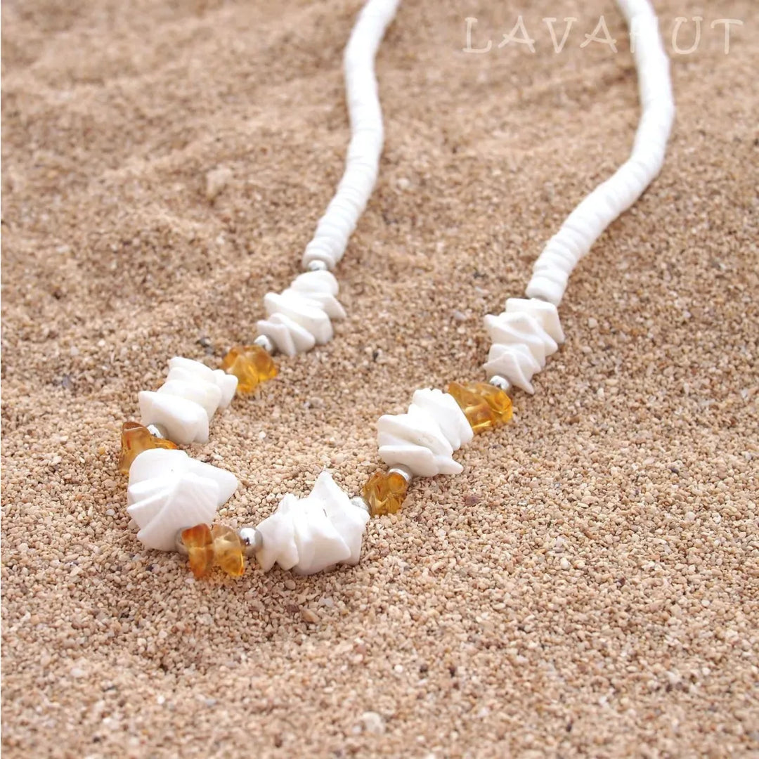 Puka Gem Yellow Hawaiian Necklace - Made in Hawaii