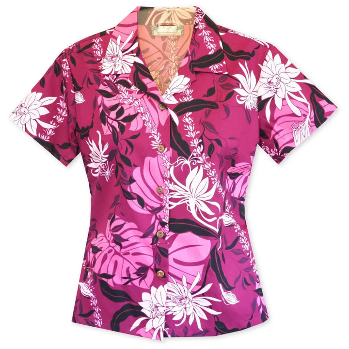 Punahou Purple Lady’s Hawaiian Cotton Blouse - Made in Hawaii