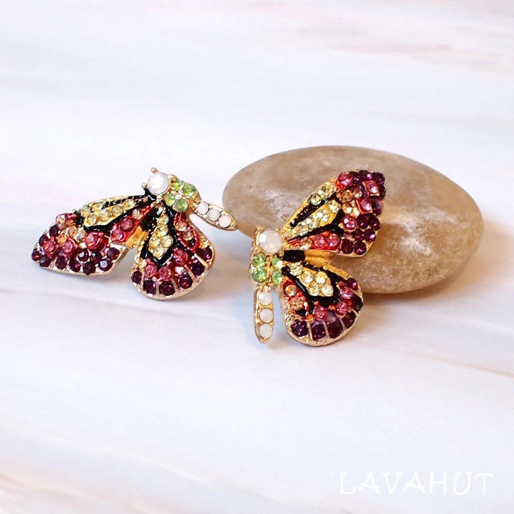 Purple Butterfly Dream Studded Earrings - Made In Hawaii