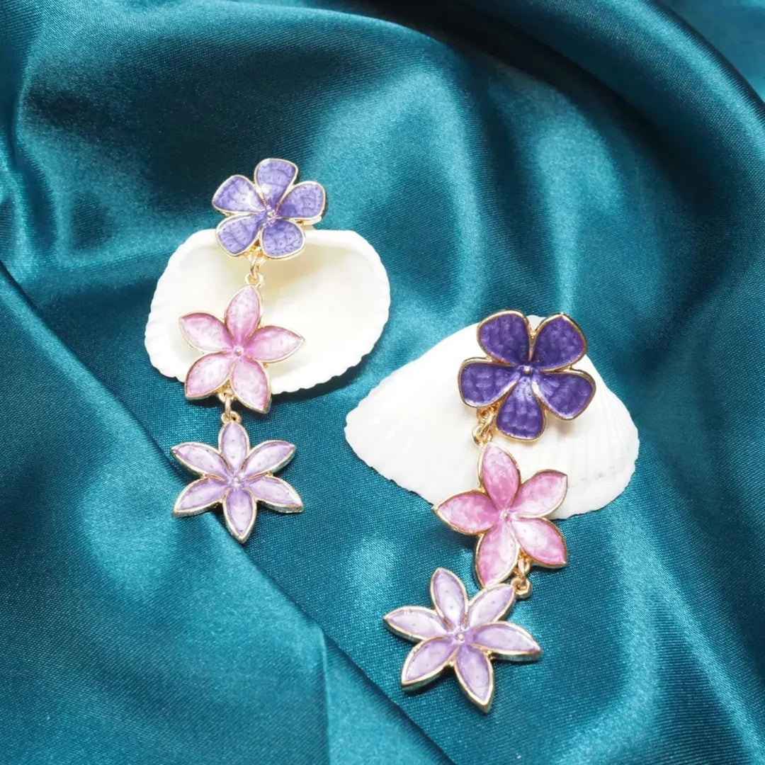 Purple Enchanted Garden Dangle Earrings - Made in Hawaii