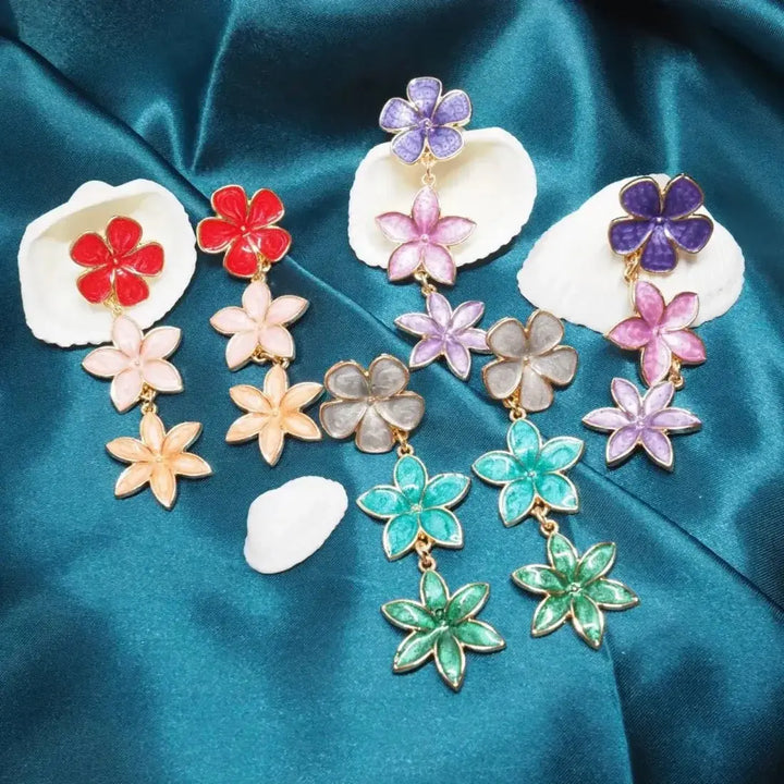 Purple Enchanted Garden Dangle Earrings - Made in Hawaii