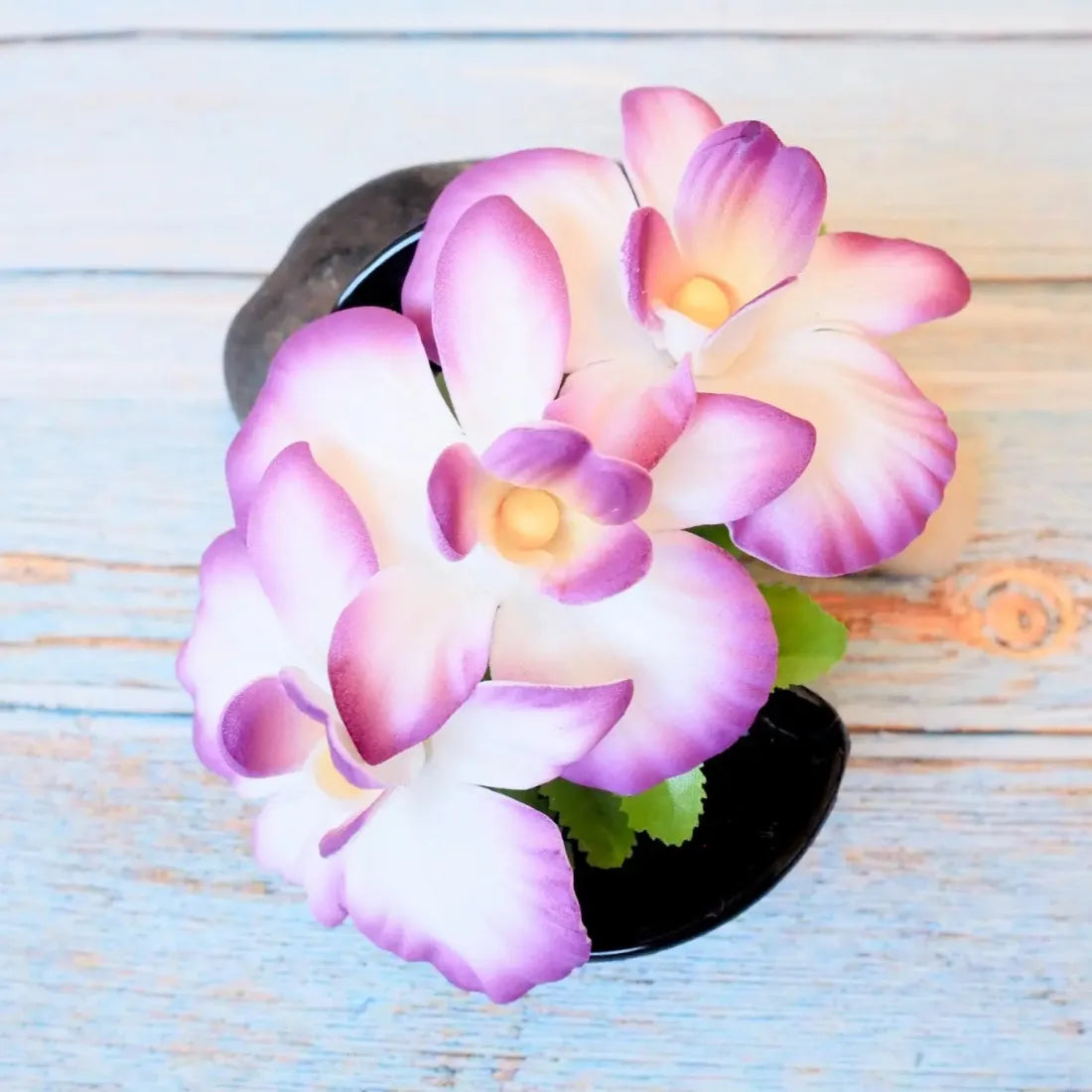 Purple Happy Orchid Hawaiian Flower Hair Clamp - Made In Hawaii