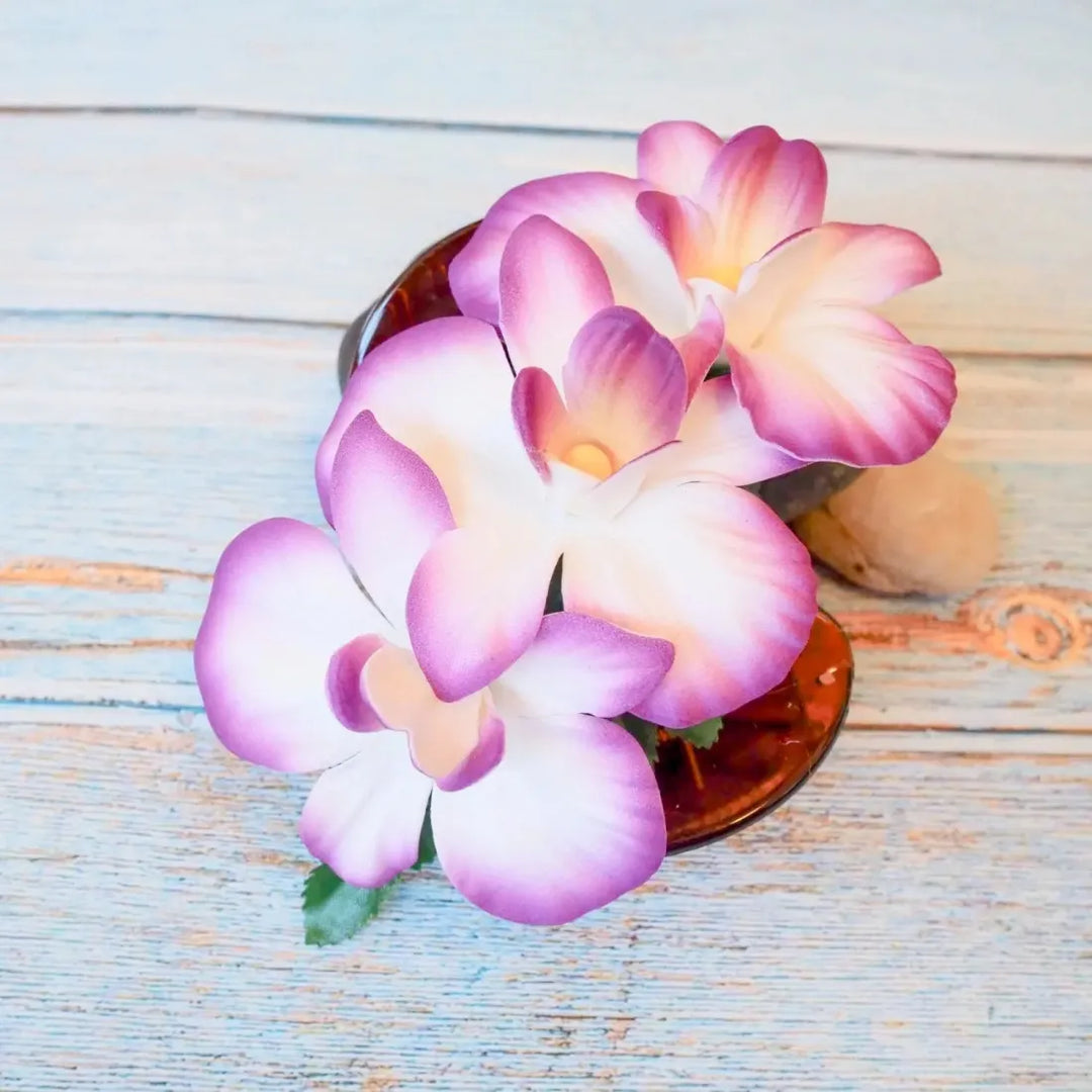 Purple Happy Orchid Hawaiian Flower Hair Clamp - Made in Hawaii