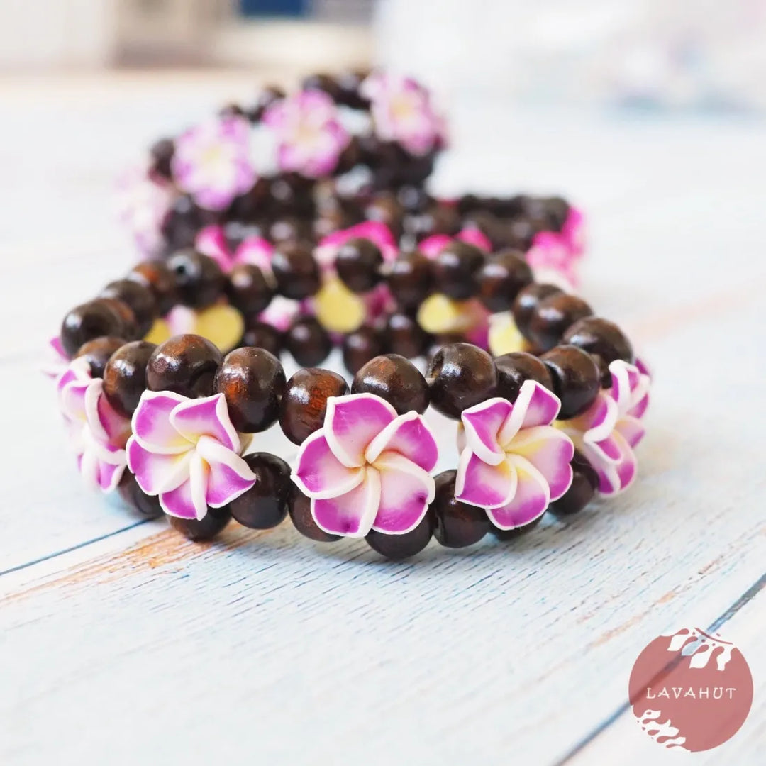 Purple Plumeria Goddess Stretch Bracelet - Made in Hawaii