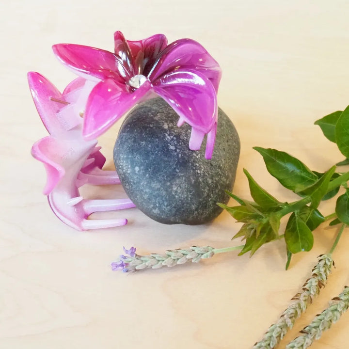 Purple Plumeria Hawaiian Hair Claw - Made in Hawaii