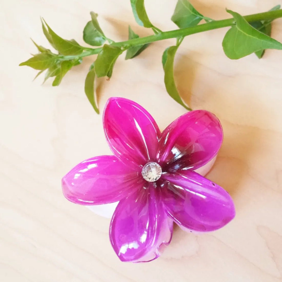 Purple Plumeria Hawaiian Hair Claw – Authentic Hawaiian Hair Accessories by Lavahut
