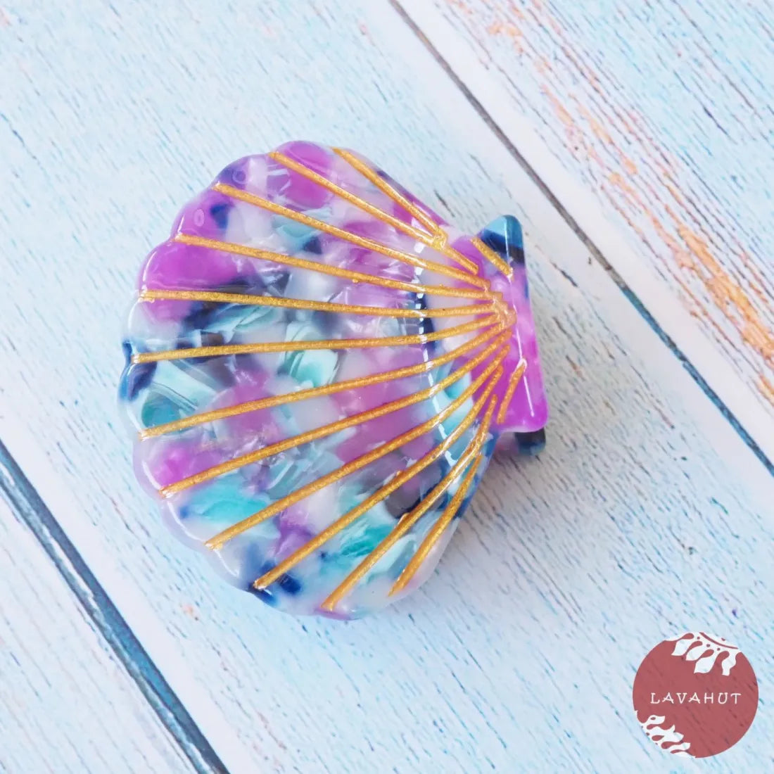 Purple Seashell Hawaiian Hair Claw - Made In Hawaii