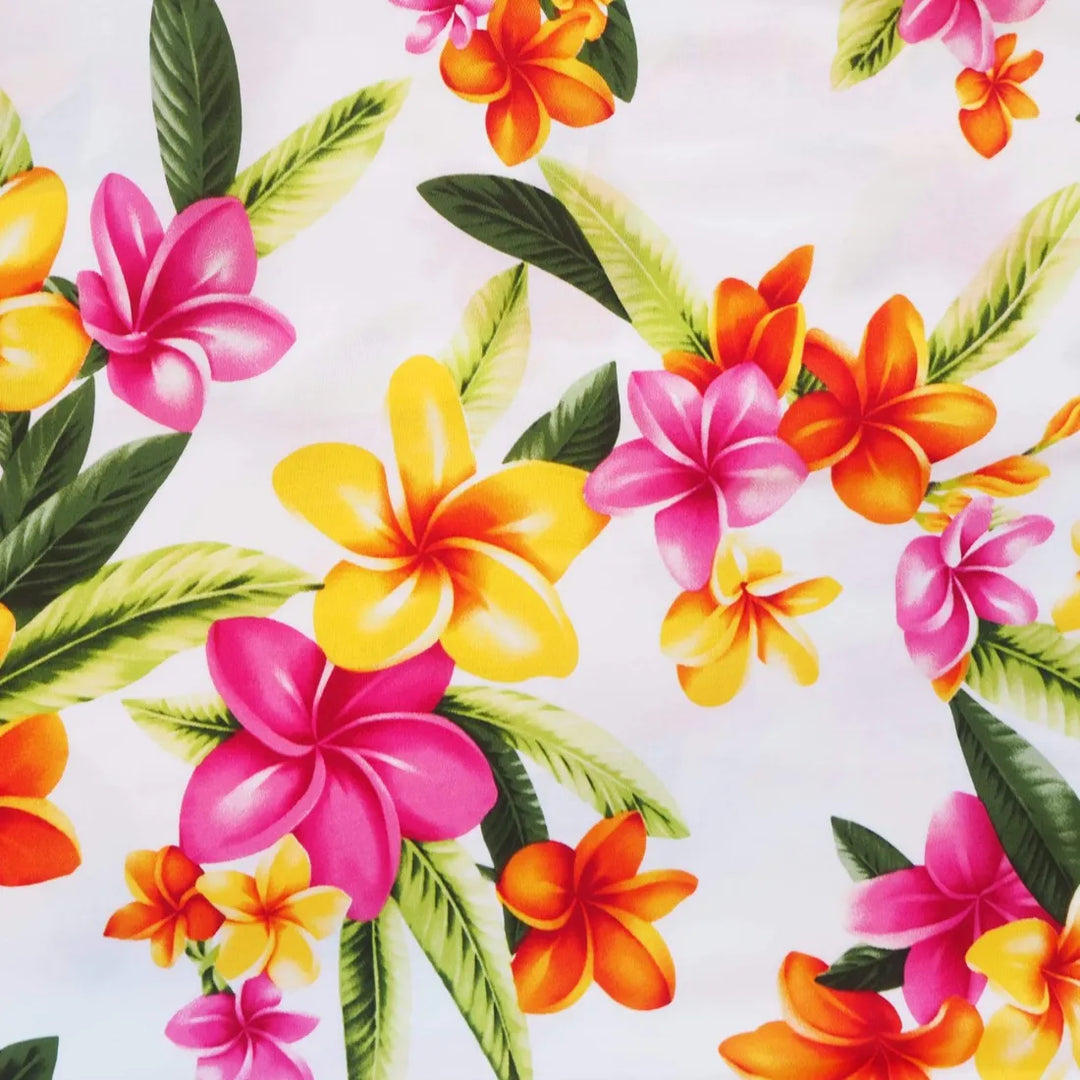 Rain White Hawaiian Rayon Fabric - Made in Hawaii