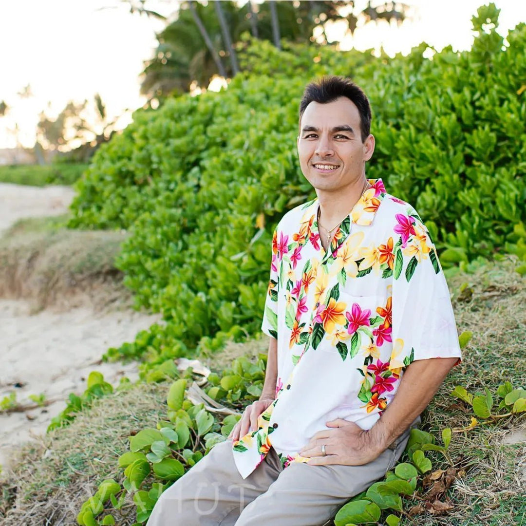 Rain White Hawaiian Rayon Shirt – Authentic Hawaiian Rayon Men's Shirts by Lavahut