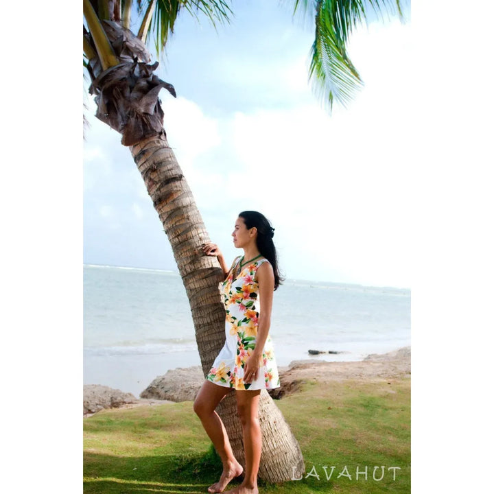 Rain White Laki Hawaiian Dress - Made in Hawaii