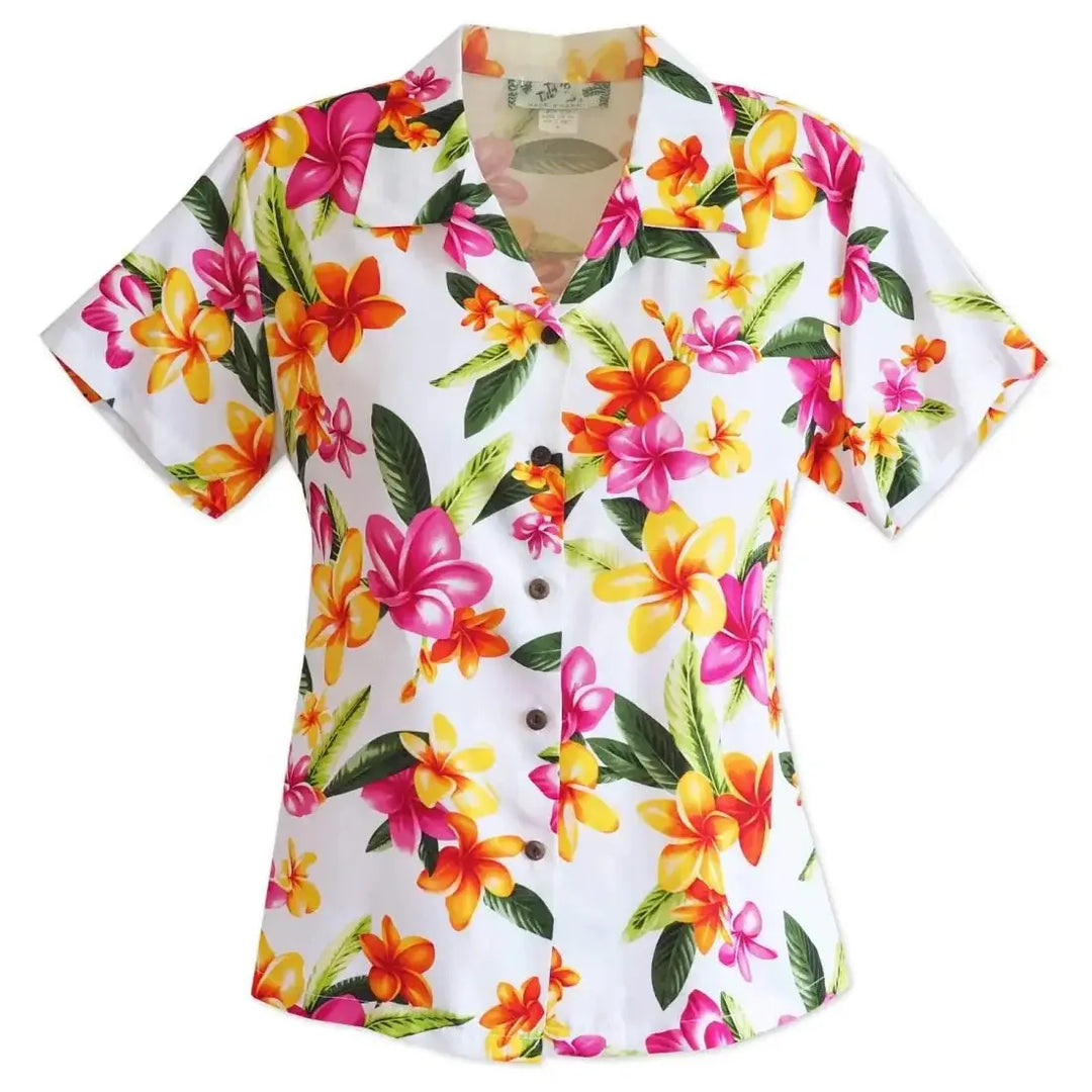 Rain White Women’s Hawaiian Rayon Shirt - Made in Hawaii