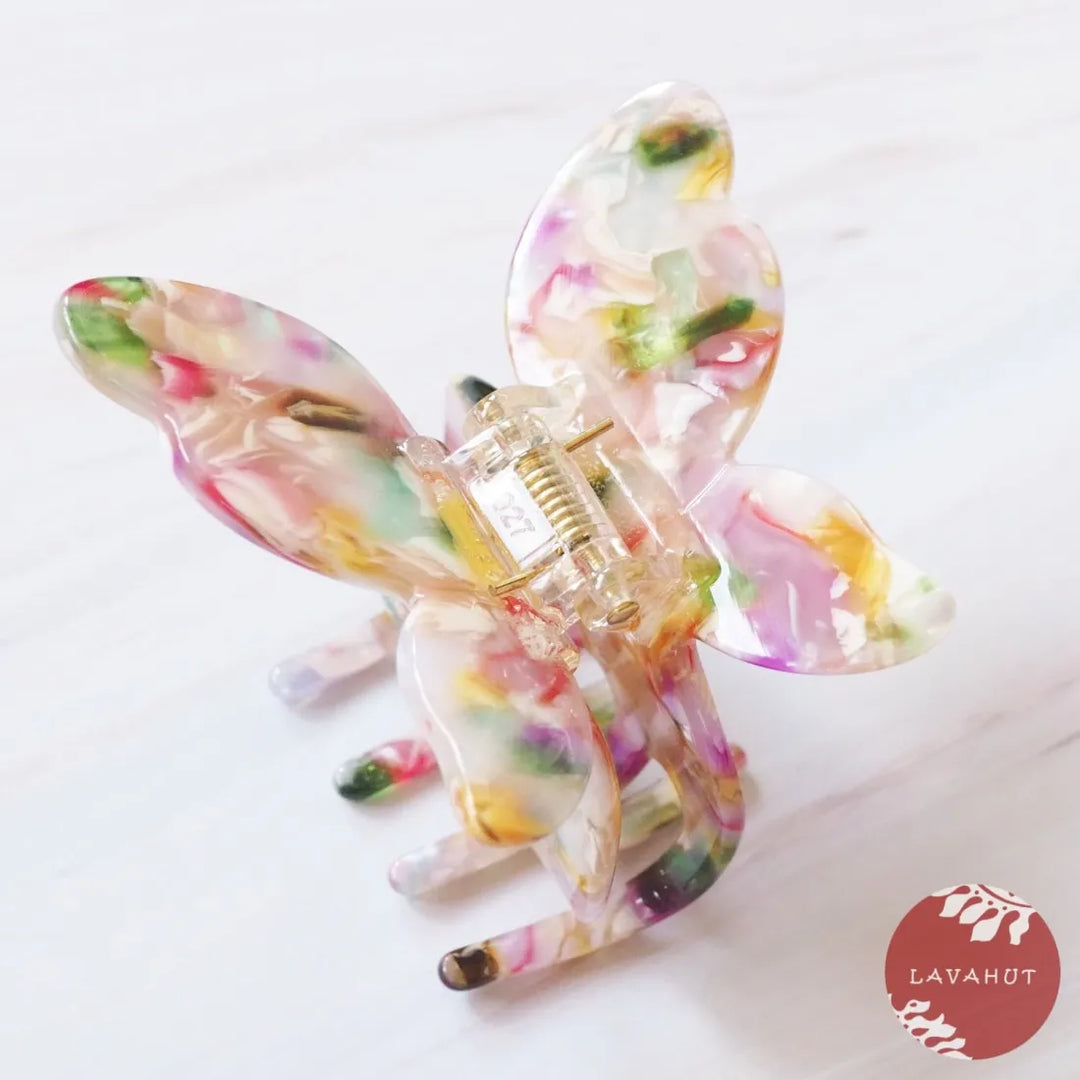 Rainbow Butterfly Hawaiian Hair Claw - Made in Hawaii