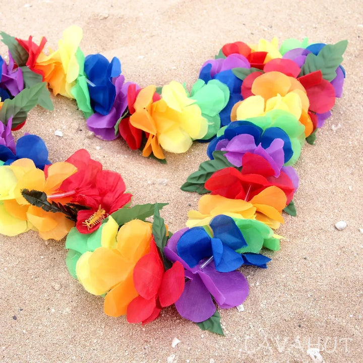 Rainbow Luau Flower Lei - Made in Hawaii