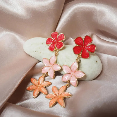 Red Enchanted Garden Dangle Earrings - Made In Hawaii