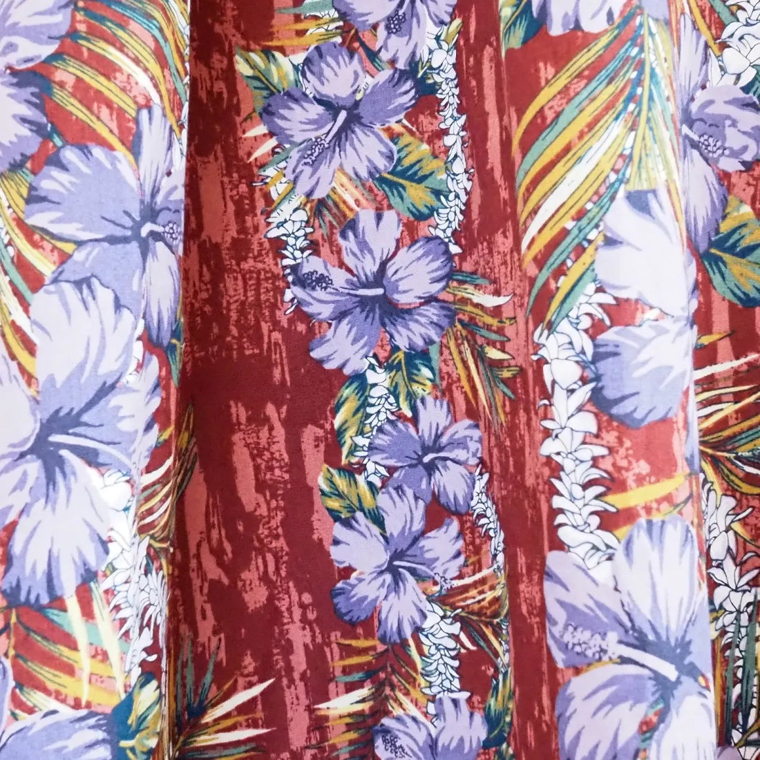 Red Flourish Long Ruffle Hawaiian Muumuu Dress - Made In Hawaii