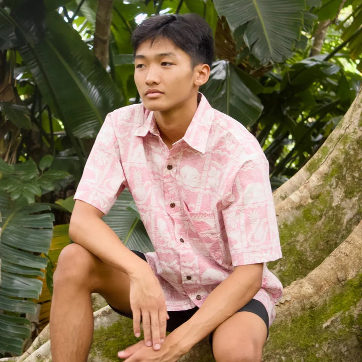 Red Haleakala Sky Hawaiian REVERSE Shirt – Authentic Hawaiian Reverse Men's Shirts by Lavahut