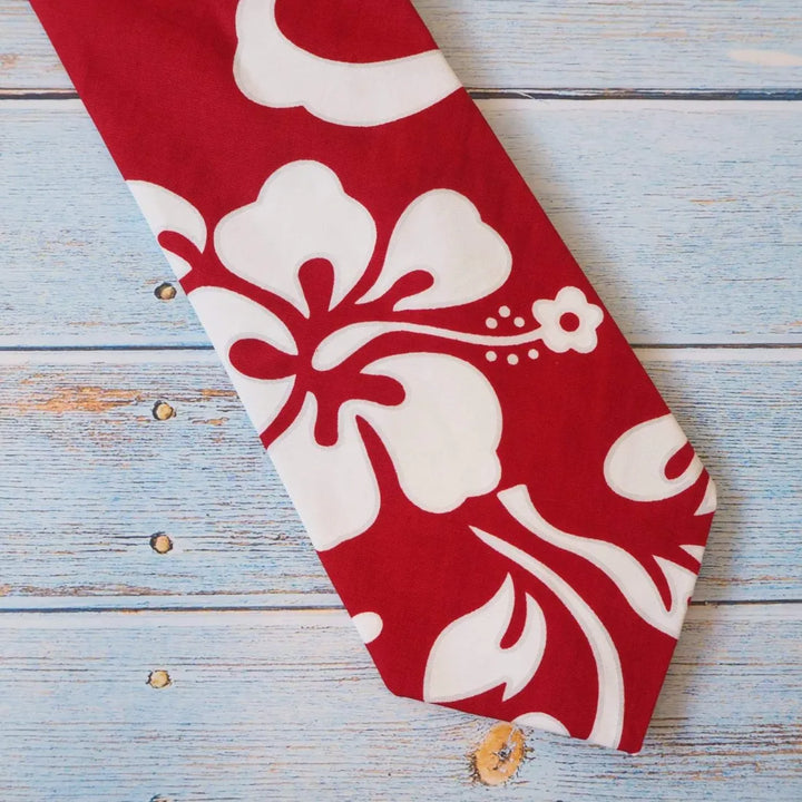 Red Haleiwa Hawaiian Necktie - Made in Hawaii