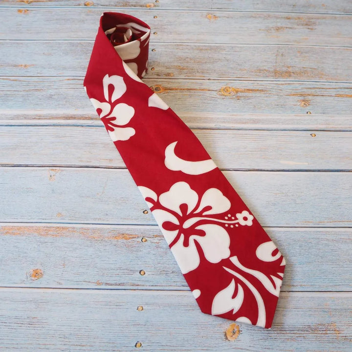 Red Haleiwa Hawaiian Necktie - Made in Hawaii