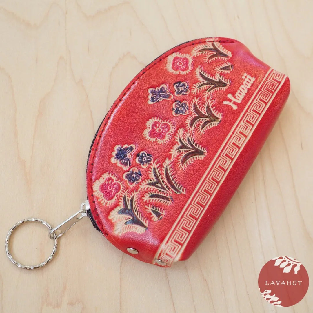 Red Half Moon Coin Purse + Keychain - Made in Hawaii