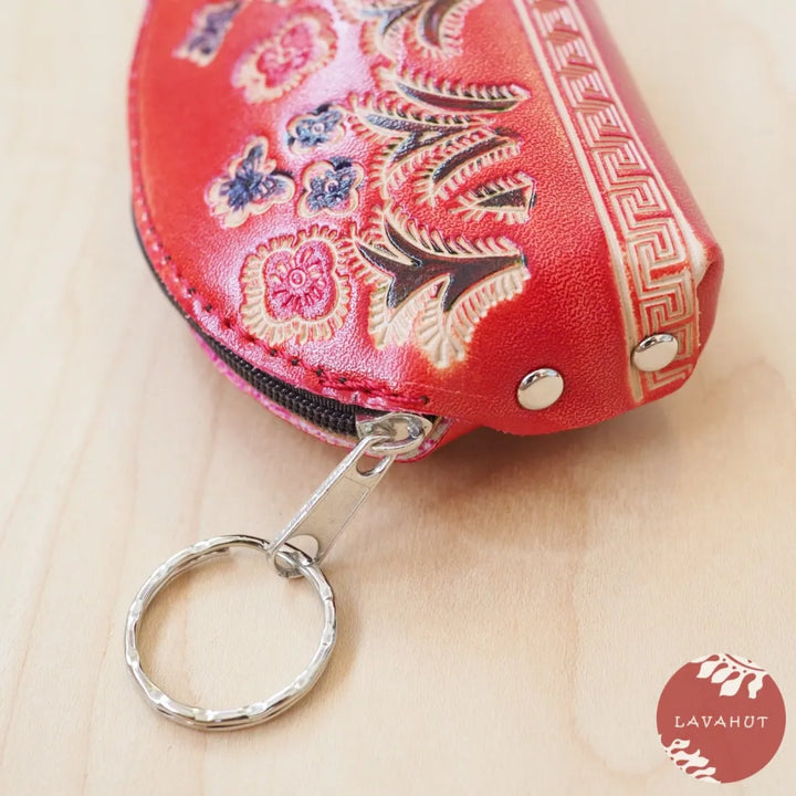 Red Half Moon Coin Purse + Keychain - Made in Hawaii